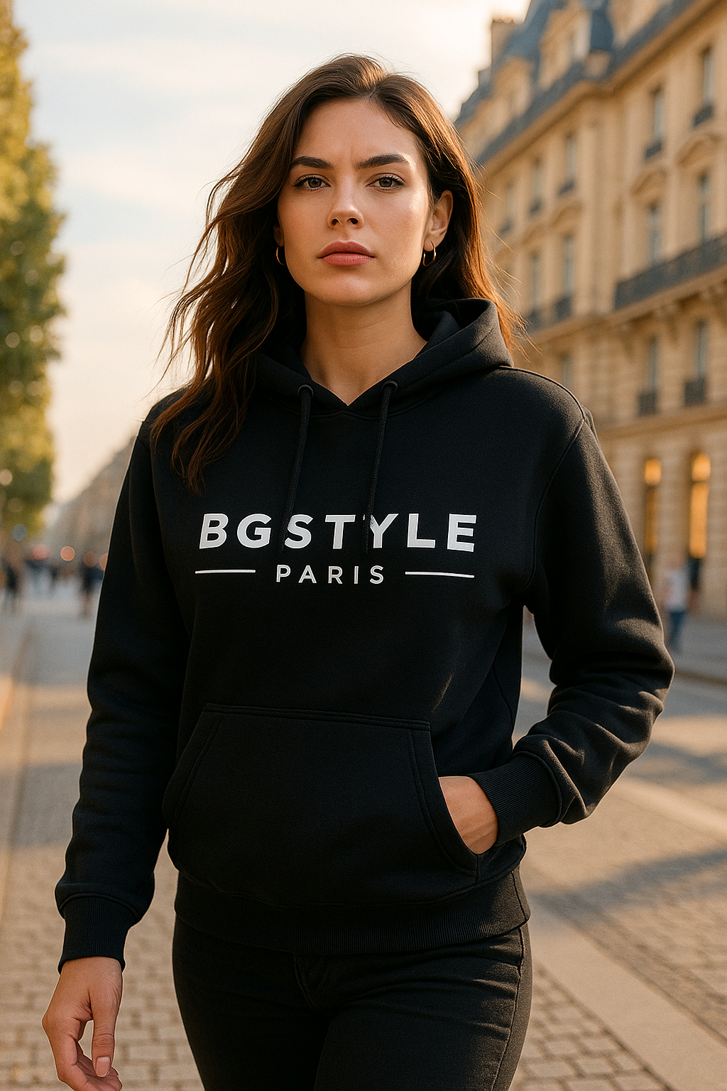 Sweat noir à capuche BG STYLE PARIS